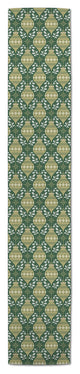 Green & Tan Ornaments Table Runner, 16"x90"