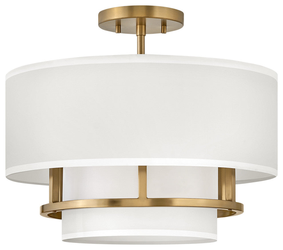 Hinkley Lighting 38893 Graham 3 Light 16"W Semi-Flush Drum - Lacquered Brass