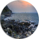 Dark Rocky Seashore Sunrise, Seashore Large Disc Metal Wall Art, 23"