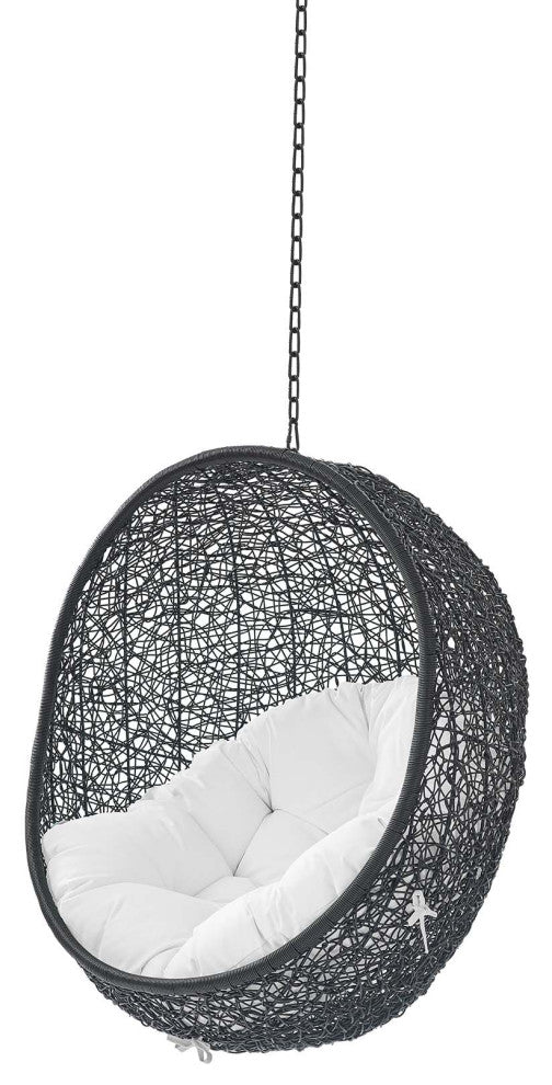 Swing Lounge Chair, Black White, Outdoor Patio Balcony Cafe Bistro Garden