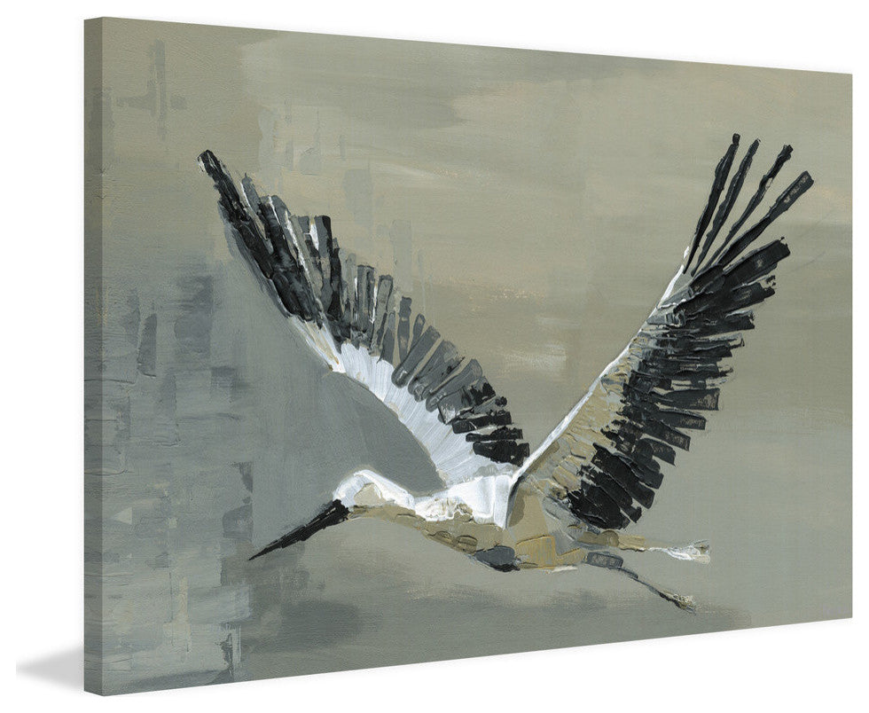 "The Flying Crane" Painting Print on Wrapped Canvas, 30"x20"