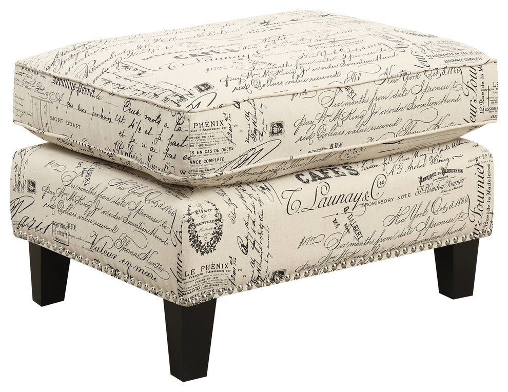 Emery Chair and Ottoman, French Script