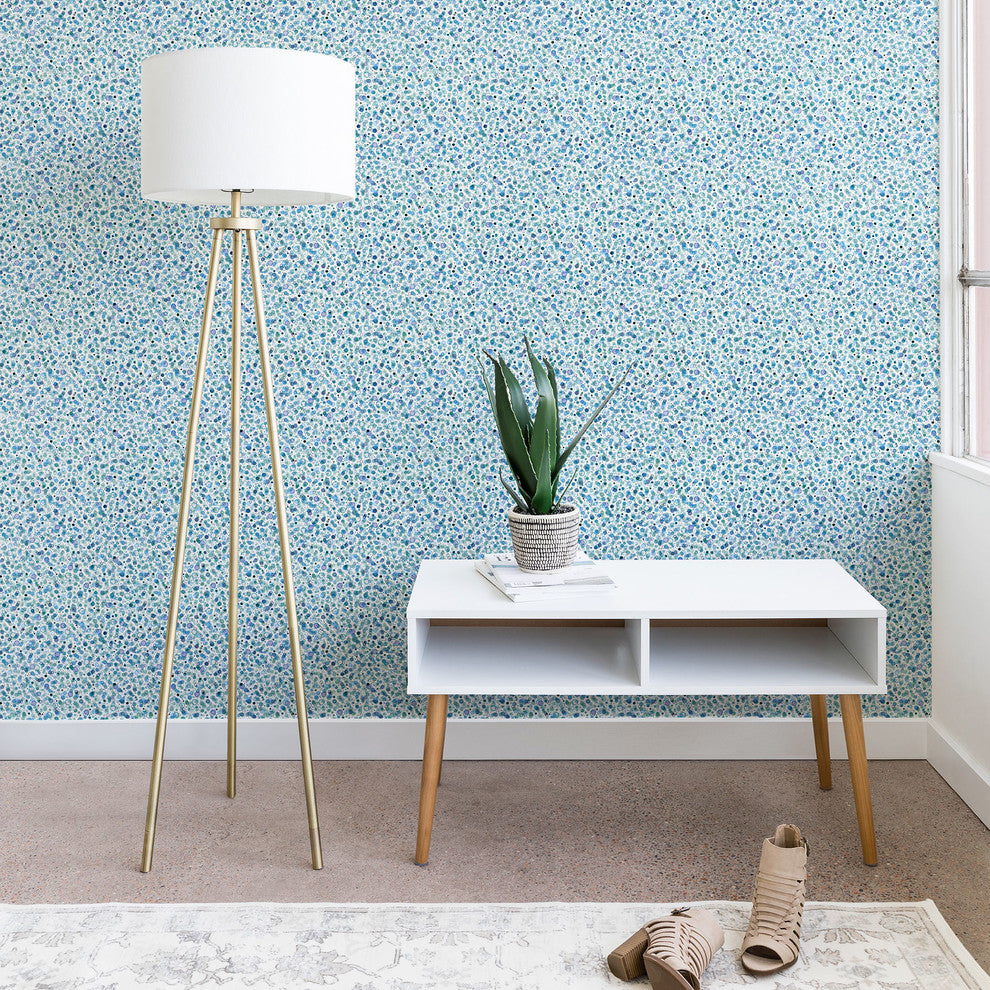 Deny Designs Ninola Design Baby Bubbles Blue Circles Wallpaper, Blue, 2'x4'