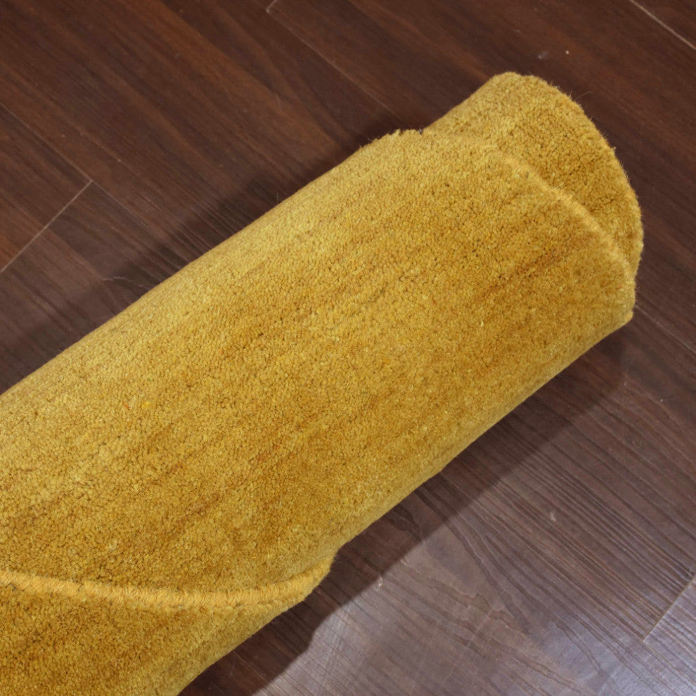 HAND KNOTTED LOOM WOOL ECO-FRIENDLY AREA RUGS-Rectangle,Gold,Solid