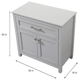 30" Wide Bathroom Storage Freestanding Cabinet, Grey