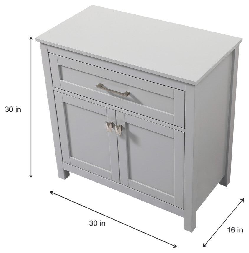 30" Wide Bathroom Storage Freestanding Cabinet, Grey