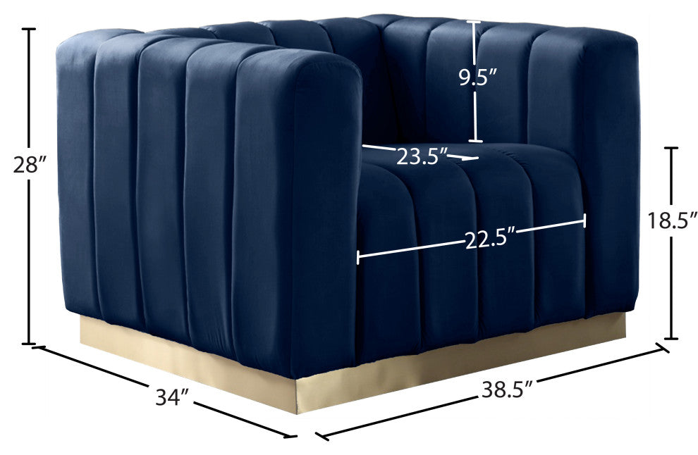Marlon Velvet Upholstered Chair, Navy