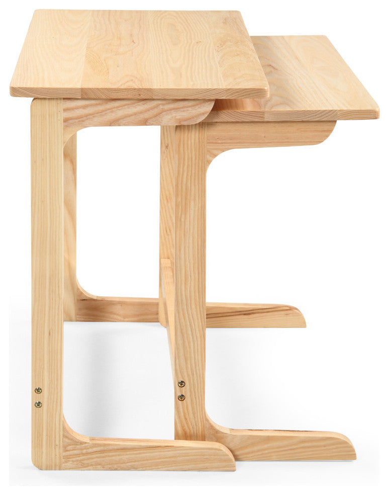 2-Piece Savannah Contemporary Stacking TV Table Tray Set, Natrual Gray