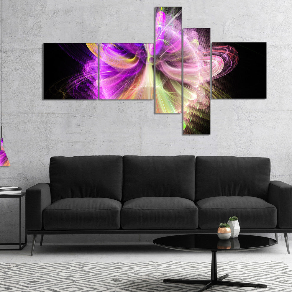 Purple Circle with Amazing Curves, Floral Canvas Art Print, 60"x32", 5 panels
