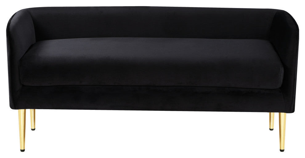 Audrey Velvet Upholstered Bench, Black