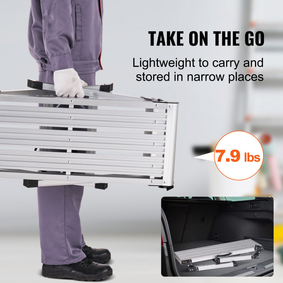 VEVOR Aluminum Folding Work Platform Drywall Ladder 330lbs Non-slip Bench