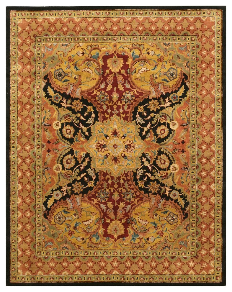 EORC Hand-tufted Wool Black Transitional Oriental Polonaise Rug, Round 6'x6'