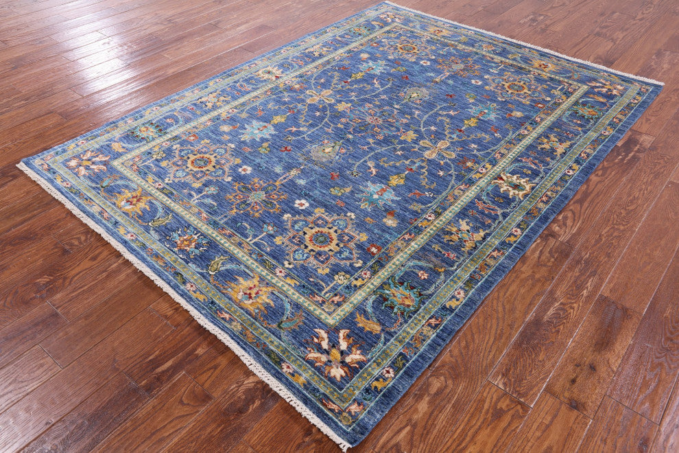 5' 9" X 7' 8" Persian Tabriz Hand Knotted Wool Rug Q7621