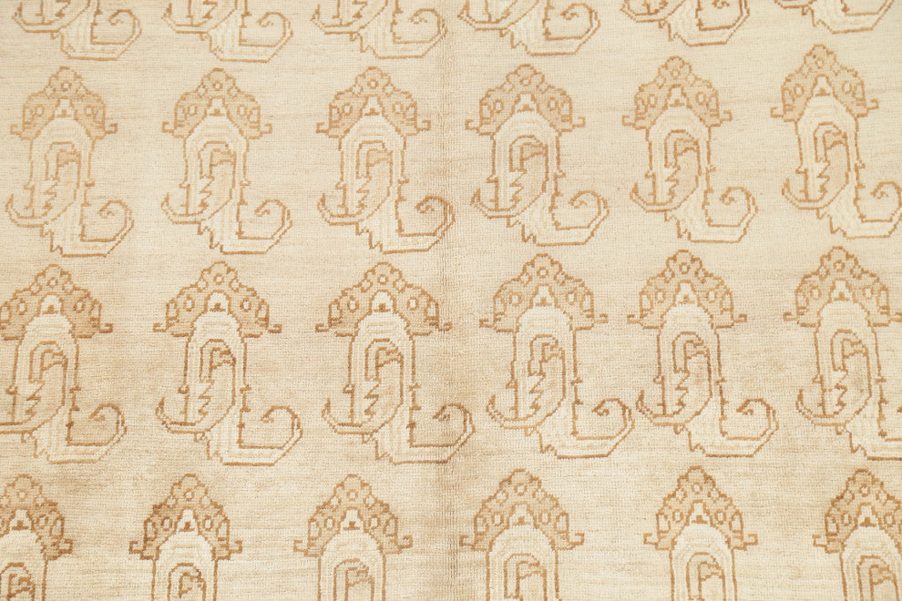 Consigned, Handmade Vintage-Style Faded Traditional Persian Area Rug, Beige, 6x9