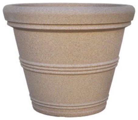 American Essence Spokane Large Round Outdoor Planter, Sandstone, 16
