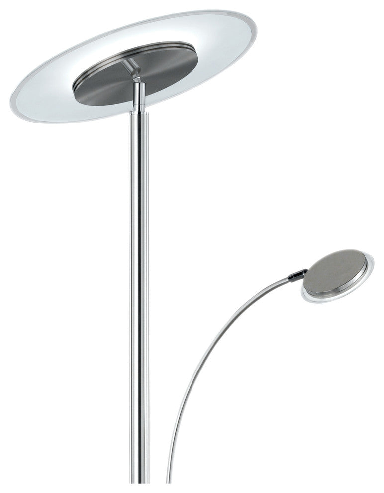 Tampa LED Torchiere with Side Light, Satin Nickel