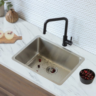 STYLISH 23 inch Single Bowl Undermount and Drop-in Stainless Steel Kitchen Sink