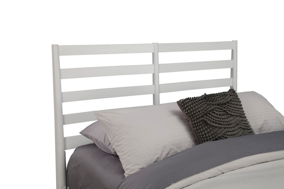 Flynn Retro Bed With Slat Back Headboard, White, Queen