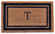 Dark Blue Border 18"x30" Monogram Doormat, Letter T
