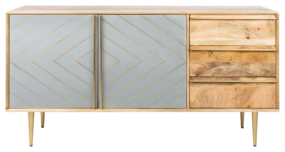 Safavieh Couture Titan Inlayed Cement Sideboard, Natural/Brass