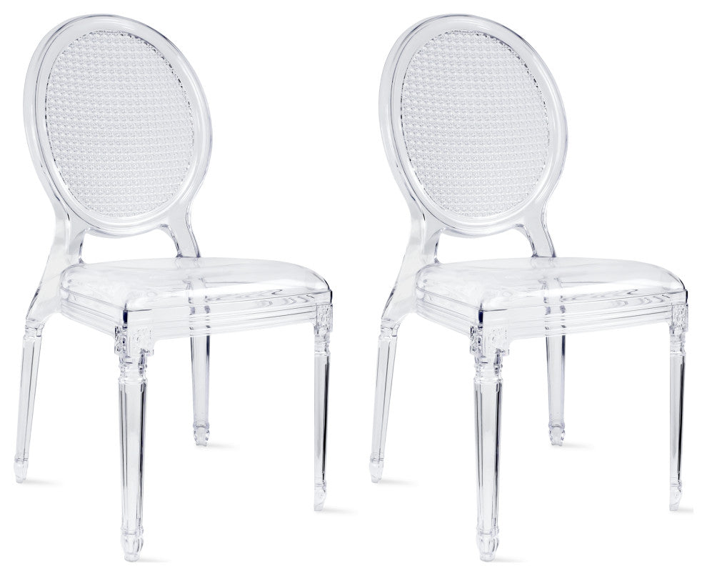 Side Dining Room Chairs, Accent Seat Lounge Armless Chairs, Set of 2, Clear