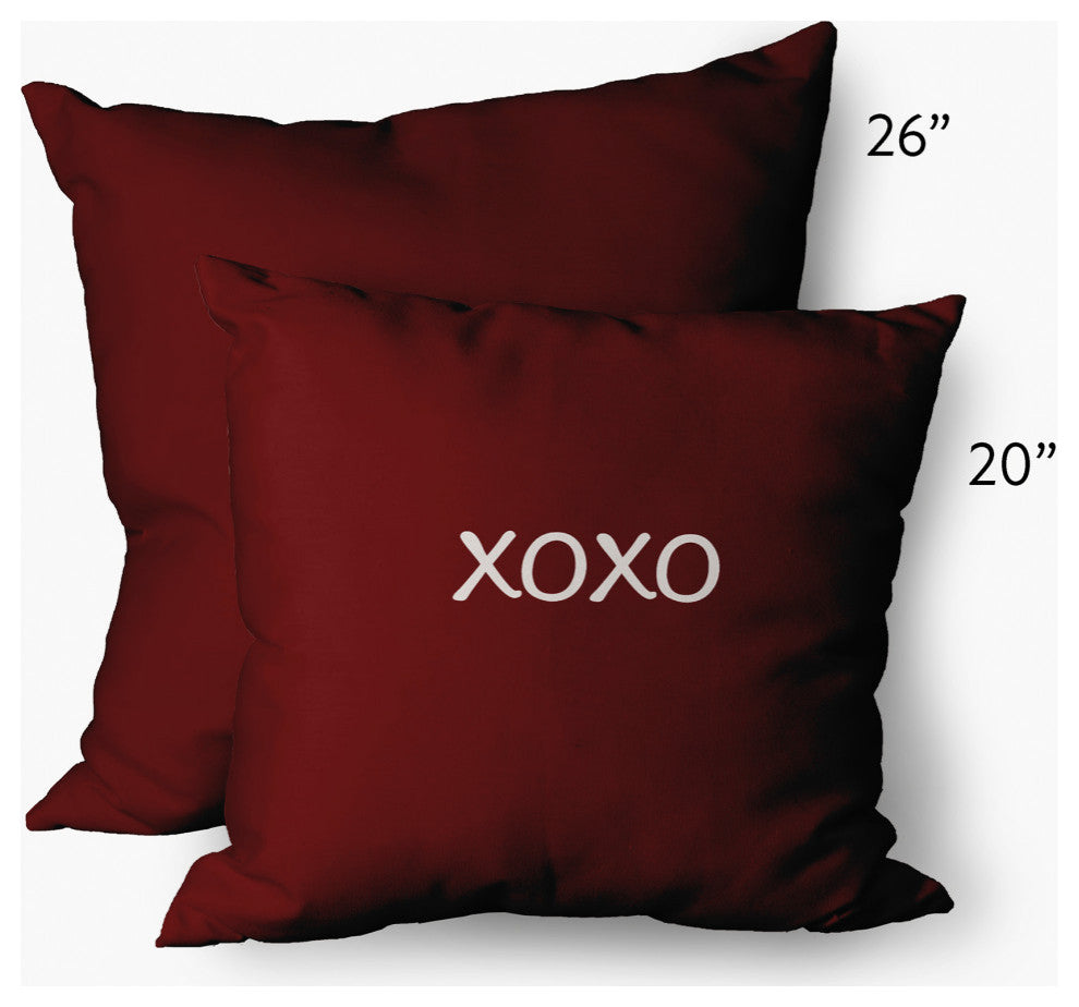 XOXO Valentines Decorative Throw Pillow, Maroon, 26"x26"