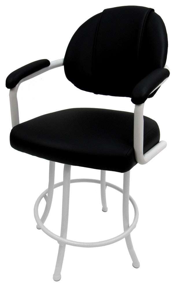 M-70 Swivel Bar Stool Metal Frame Counter 26", 30" Extra Tall 34", Black on White, 26"