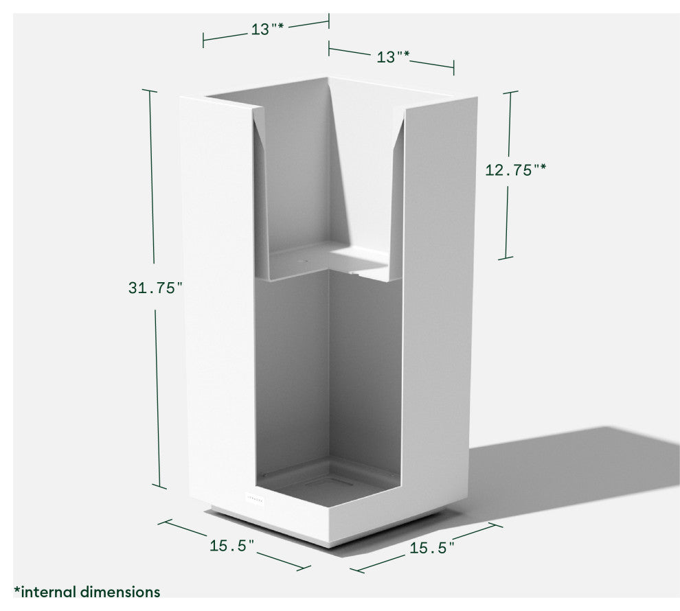 Veradek Block Series Pedestal Planter, White, Tall