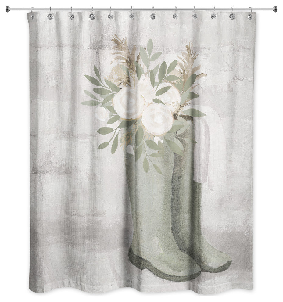 Sage Boot Florals 71"x74" Shower Curtain