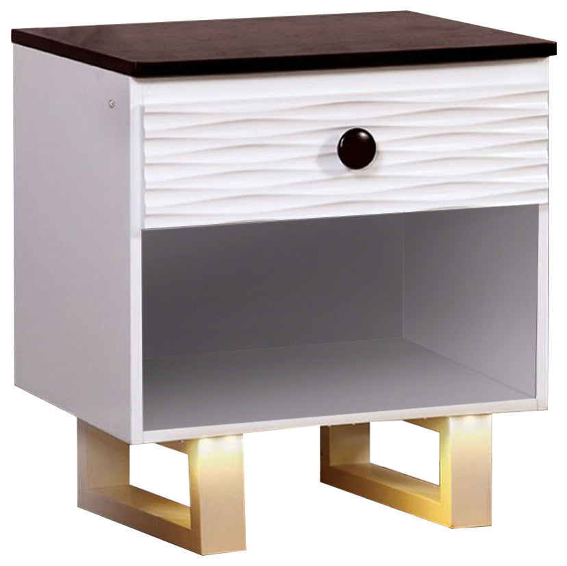 Meredith Night Stand With Usb Outlet White and Dark Walnut