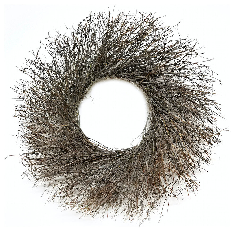 Natural Quail Brush Twig Indoor/Outdoor Dried Wreath, 22"
