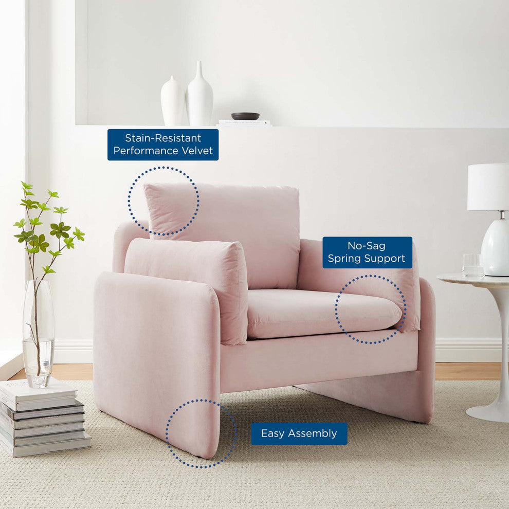 Armchair Accent Chair, Velvet, Pink, Modern, Living Lounge Hotel Hospitality