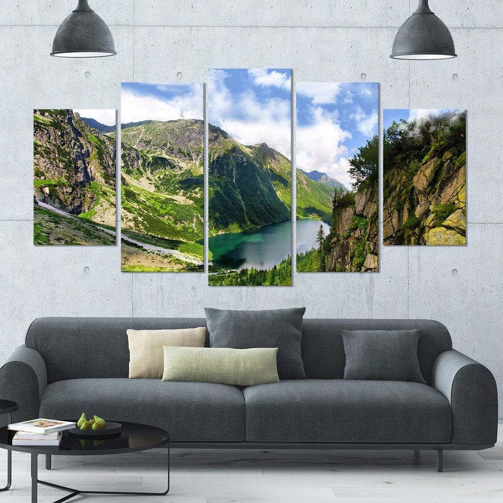 Incredible View of Tatra Mountains, Landscape Canvas Print, 60"x32", 5 Panels