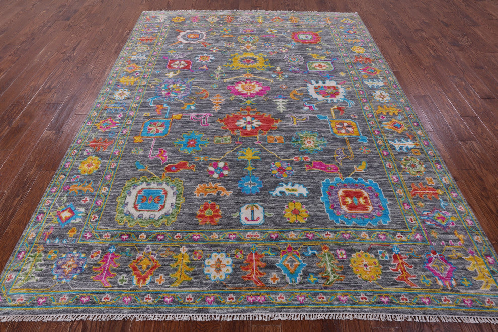 Turkish Oushak Handmade Wool Rug 7' 10" X 9' 11" - Q14997