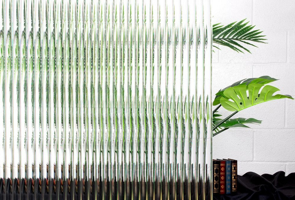 Prehung Unf Mahg Wood 4-Lite Reed Glass Front Door RH-6 9/16"