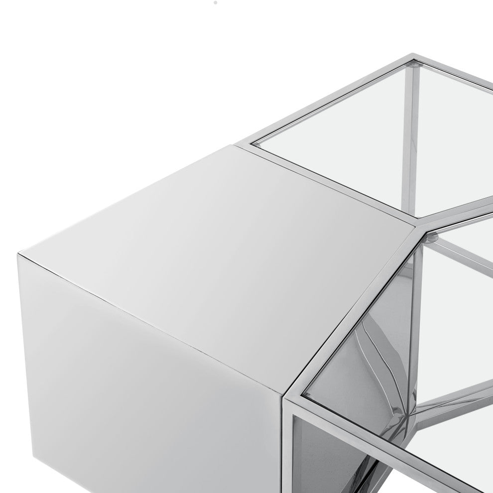 Inspired Home Thayer Table, 3 Pieces, Chrome
