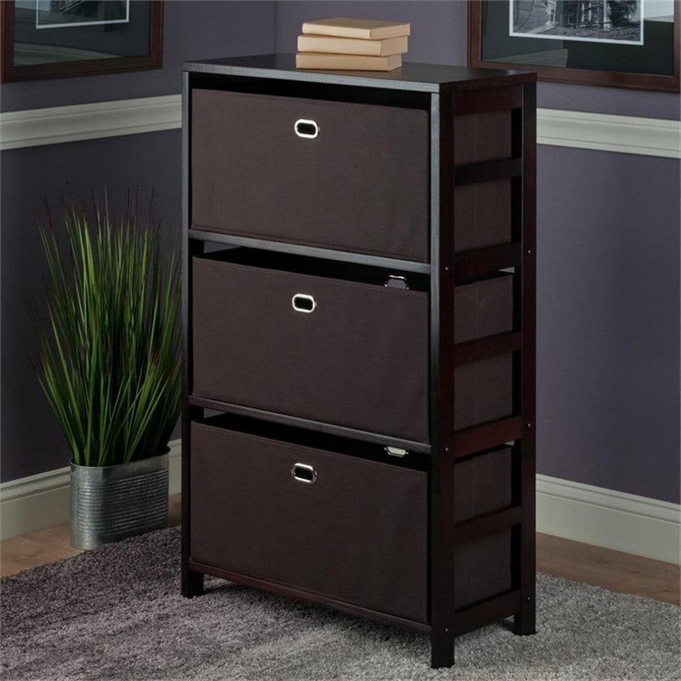 Torino 4-Piece Set Set Storage Shelf, Black Fabric Baskets