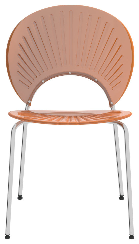 Opulent Plastic Dining Side Chair, Chrome Base Set of 2, Amber