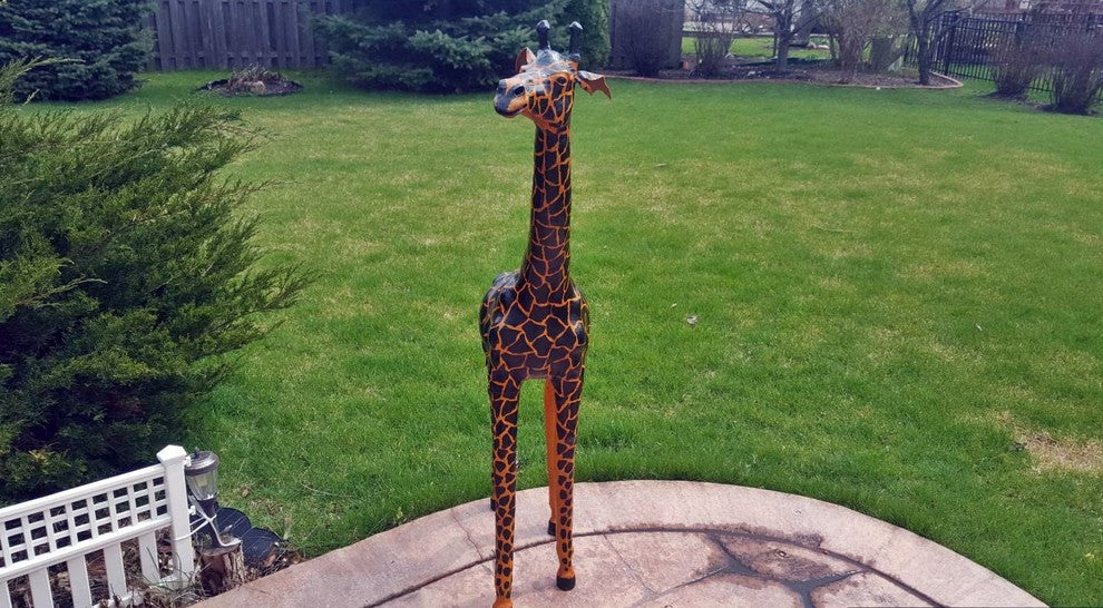 Handmade Paper Mache Giraffe Figurine, 50"