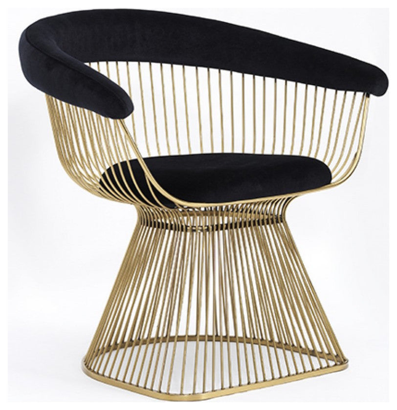 Swell Gold Dining Chair Arm Chair, Black
