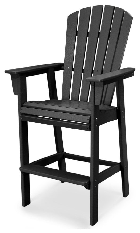 POLYWOOD Nautical Adirondack Bar Chair, Black