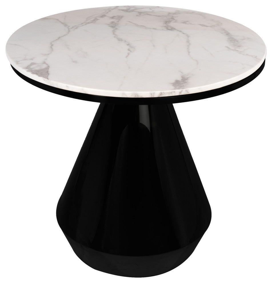Gigi Outdoor Indoor  Marble Top Dining Bistro Table, Black