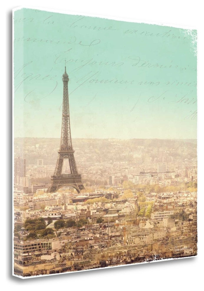 "Eiffel Landscape Letter Blue II" By Sue Schlabach, Gallery Wrap Canvas