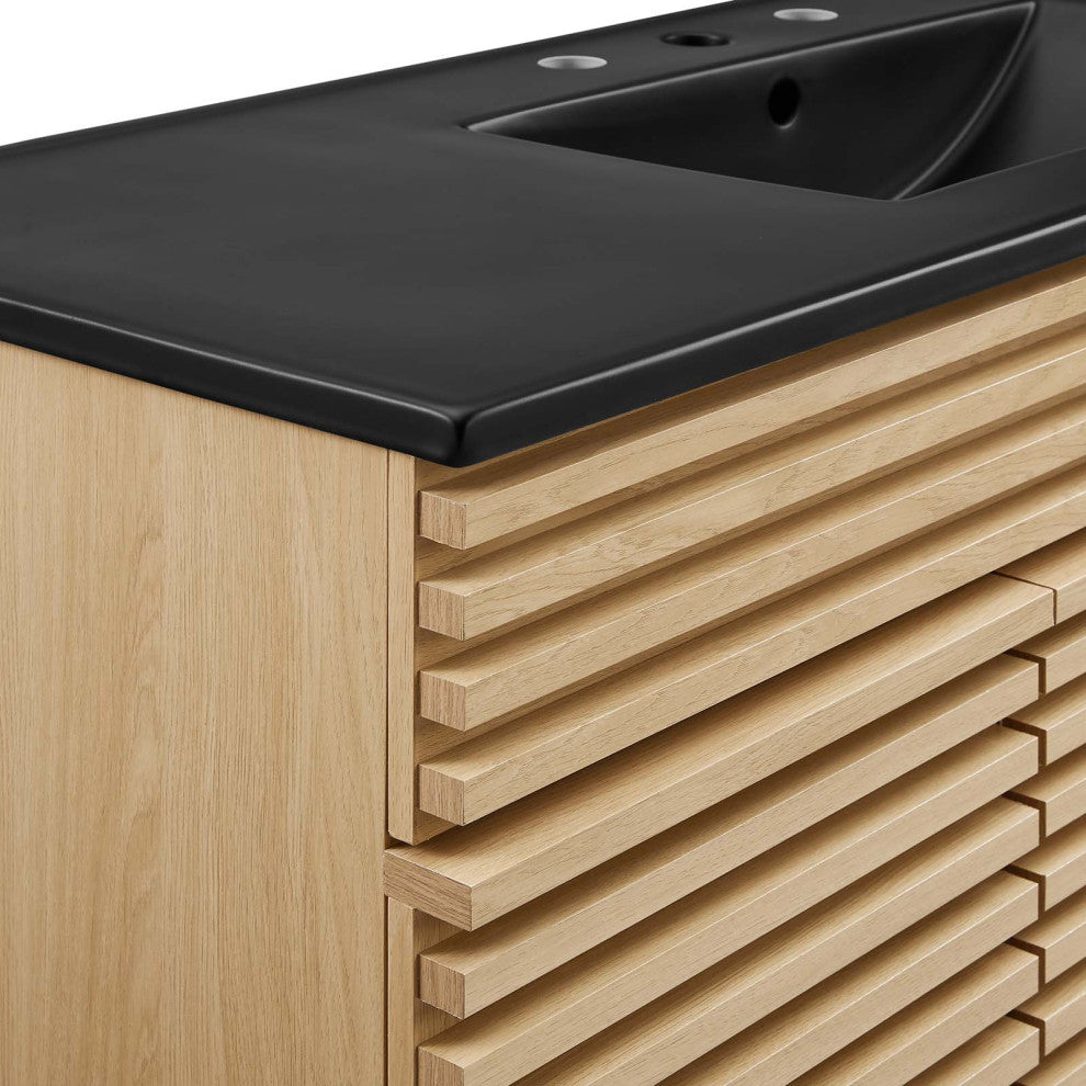 Render 48" Single Sink Bathroom Vanity, Oak Black
