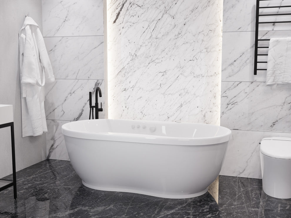 Lori 6'' Whirlpool and Air Freestanding Bath Tub, White