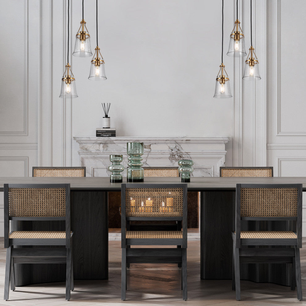 LNC 3-Light Matte Black and Polished Gold Linear Modern LED Chandelier