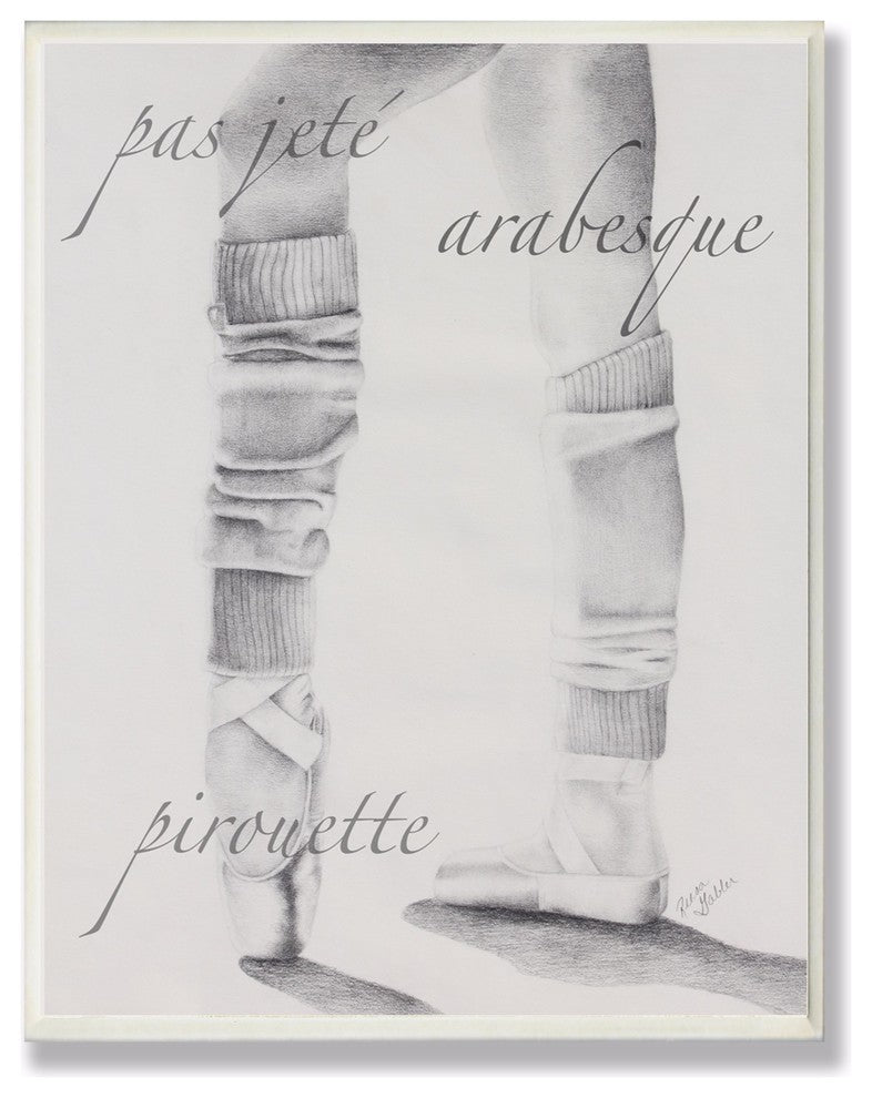 Black and White Ballet Silouhette Typography Wall Art, 12.5x18.5, Wall Plaque