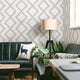 Mosaic Diamond Grid Monochromatic Wallpaper, Medium Gray, Bolt