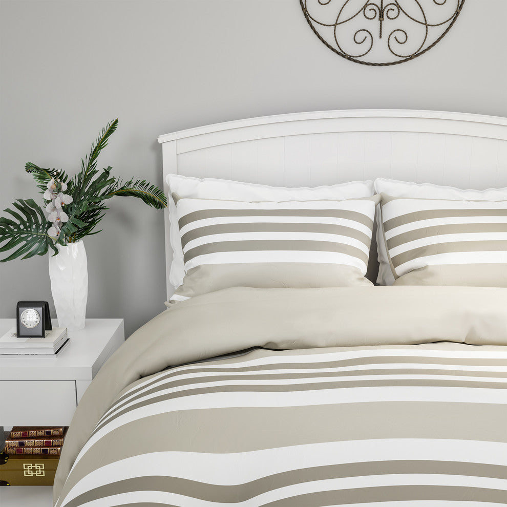 LHC 3-Piece Seaside Lavender Striped Bed Set,, King
