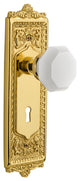 Egg & Dart Plate with Keyhole Privacy Waldorf White Milk Glass Knob